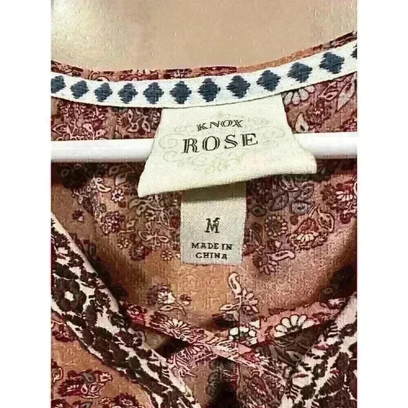 Knox Rose Floral Boho Pink Top Medium - Picture 9 of 10